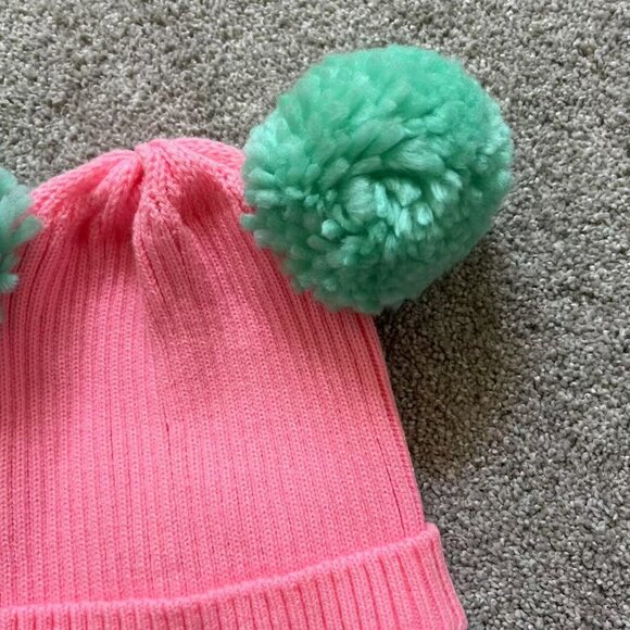 Kids Beanie Double Pom Leopard Winter Hats Toddler Pink Ages 4-8 - Picture 2 of 4